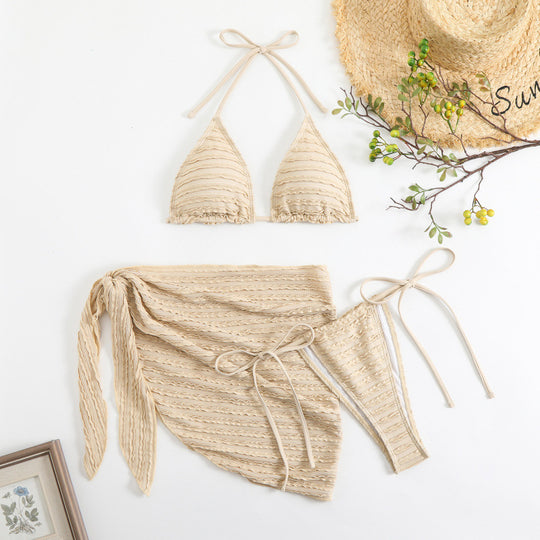 Damen Triangel-Bikini mit rüschendetails und modischer Wickelrock-Optik EB