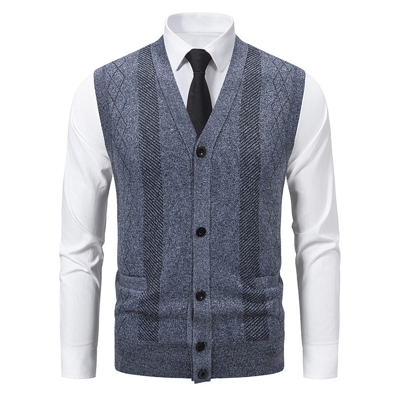 Herren Strickjacke mit klassischem V-Ausschnitt und feinem Zopfmuster EB