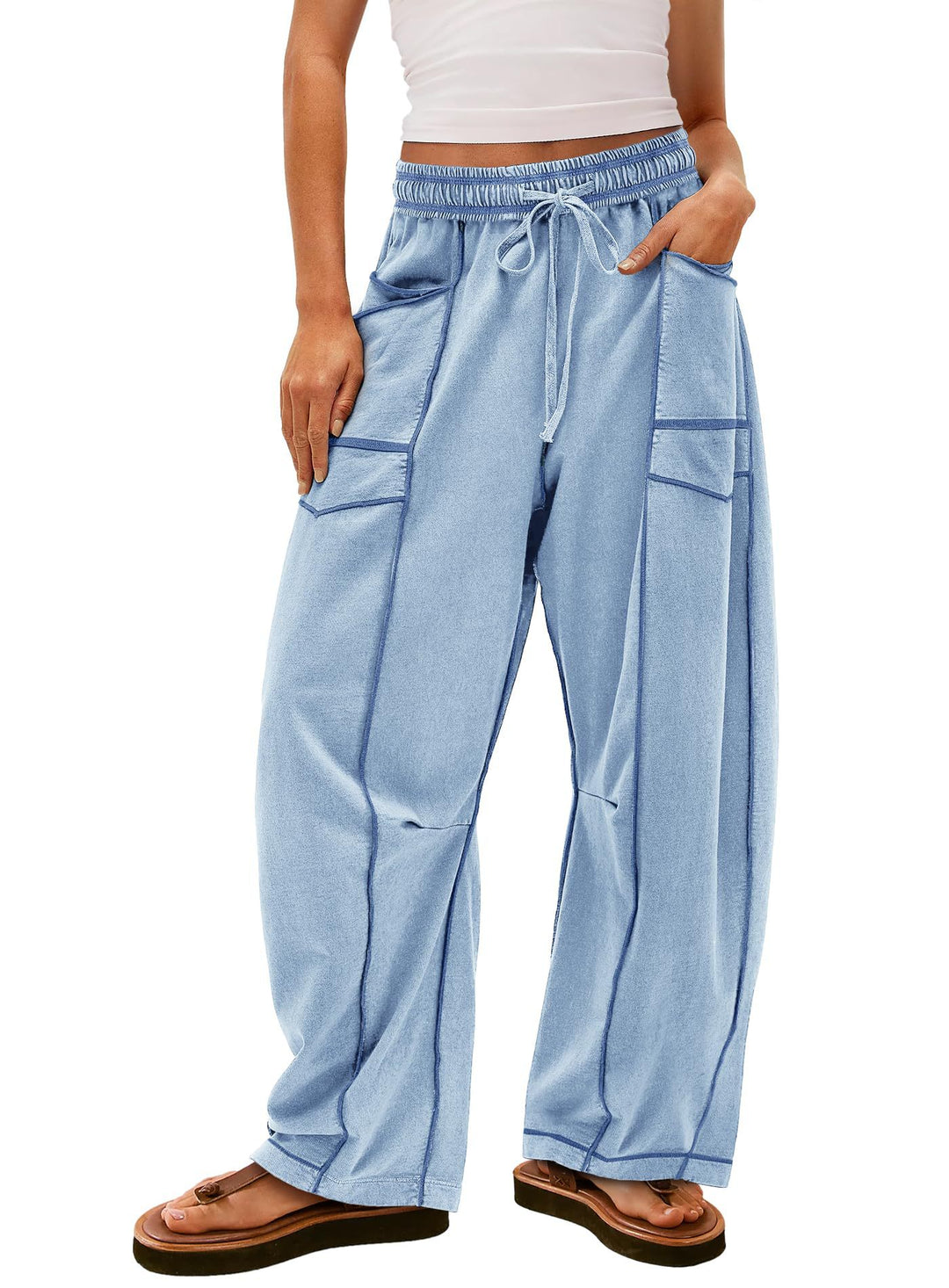 Damen Gemütliche und lässige Freizeithose mit großen Taschen EB