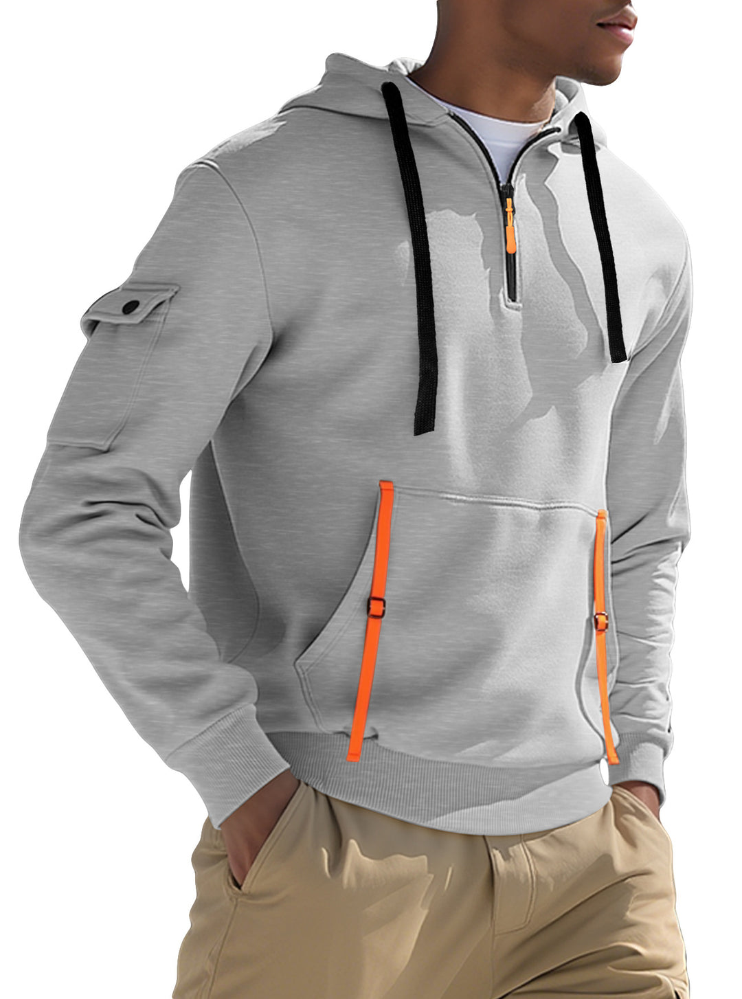 Herren Sportlicher Kapuzenpullover mit stylischen Reißverschlusstaschen EB
