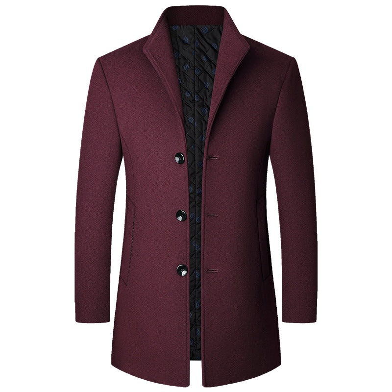 Herren Eleganter Kurzmantel aus Wollmischung mit gesteppter Innenlage und schlankem Stehkragen EB
