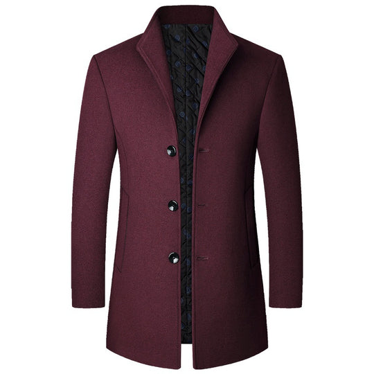 Herren Eleganter Kurzmantel aus Wollmischung mit gesteppter Innenlage und schlankem Stehkragen EB