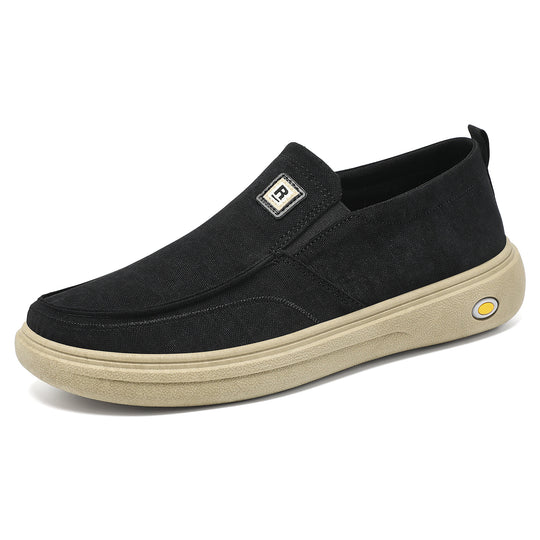 Herren nan lässiger Canvas-Slip-On Freizeitschuh mit Memory-Fußbett und stoßdämpfender Gummisohle EB