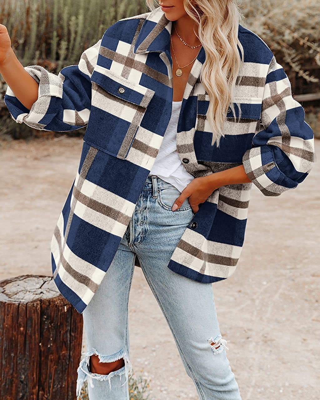 Damen Flanell-Hemdjacke im Karomuster EB