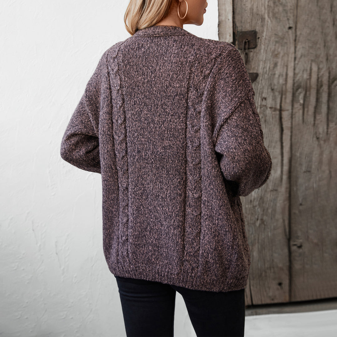 Damen Strickjacke mit Zopfmuster und Taschen EB
