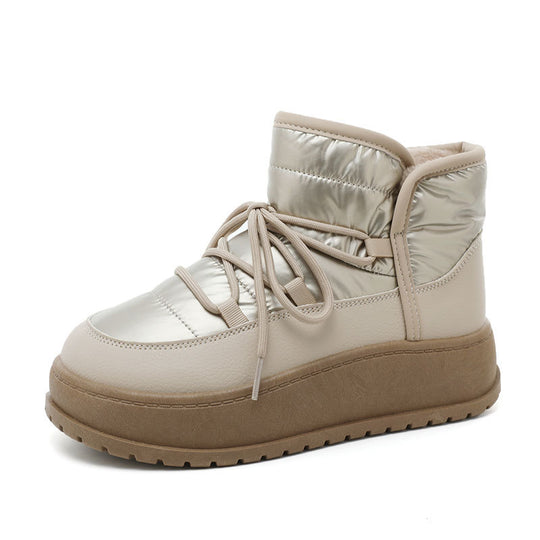 Damen modische Winterstiefeletten mit warmem Kunstfell und robuster Sohle EB