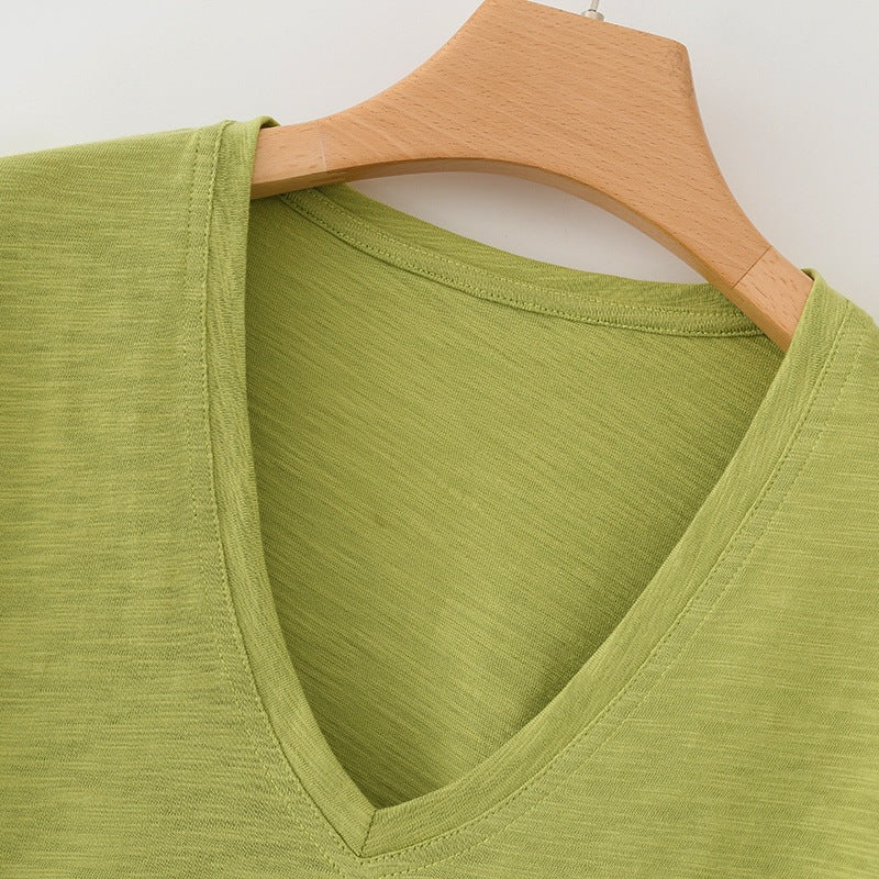 Damen lässiges T-Shirt mit V-Ausschnitt und luftiger Passform EB