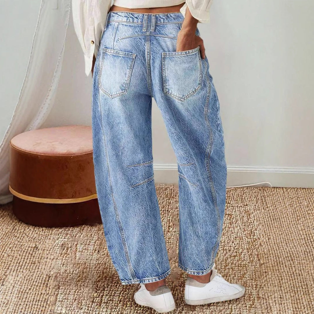 Damen Weite Jeans im lässigen Vintage-Stil mit hochwertigen Details EB