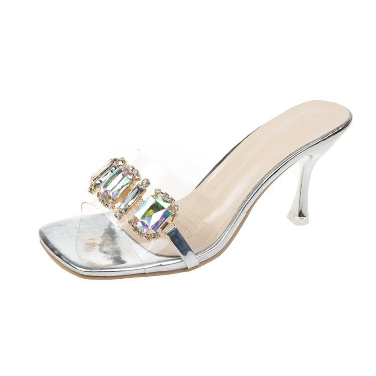 Damen elegante Mules mit geschmackvollen Strassverzierungen EB