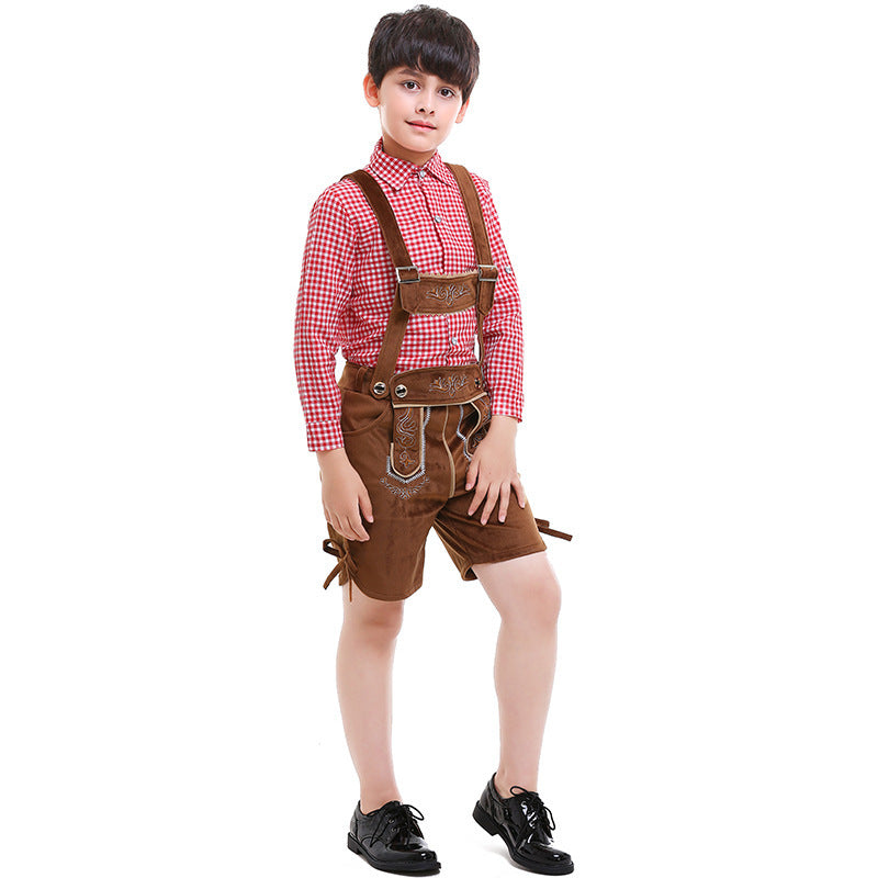 Unisex nan traditionelle Kinderlederhose mit verstellbaren Trägern und feiner Stickerei EB