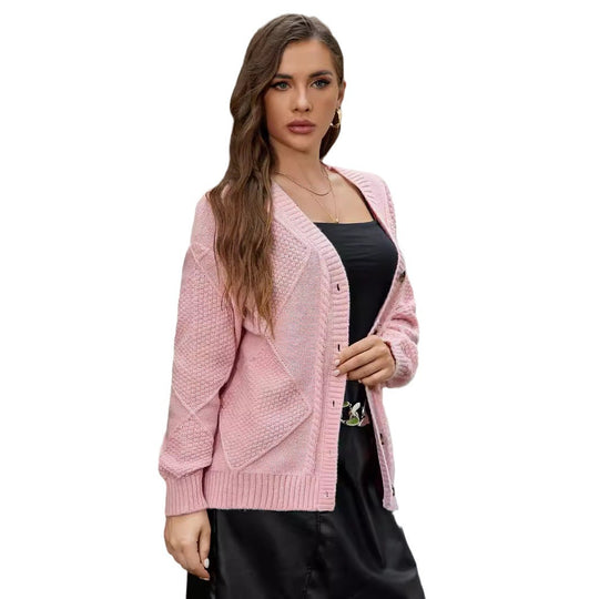Damen Strickjacke mit feinem Zopfmuster und praktischen Knopfdetails EB