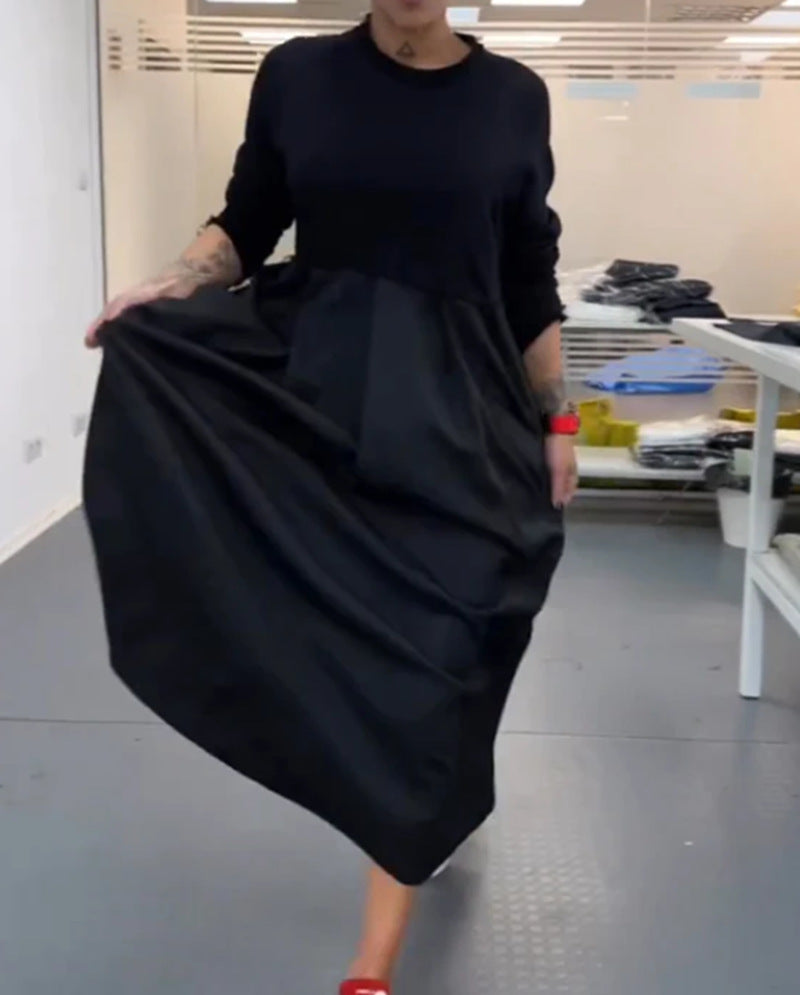 Damen Maxikleid mit lässigem Schnitt und praktischem Taillenregulierungsband Heidi-Mode