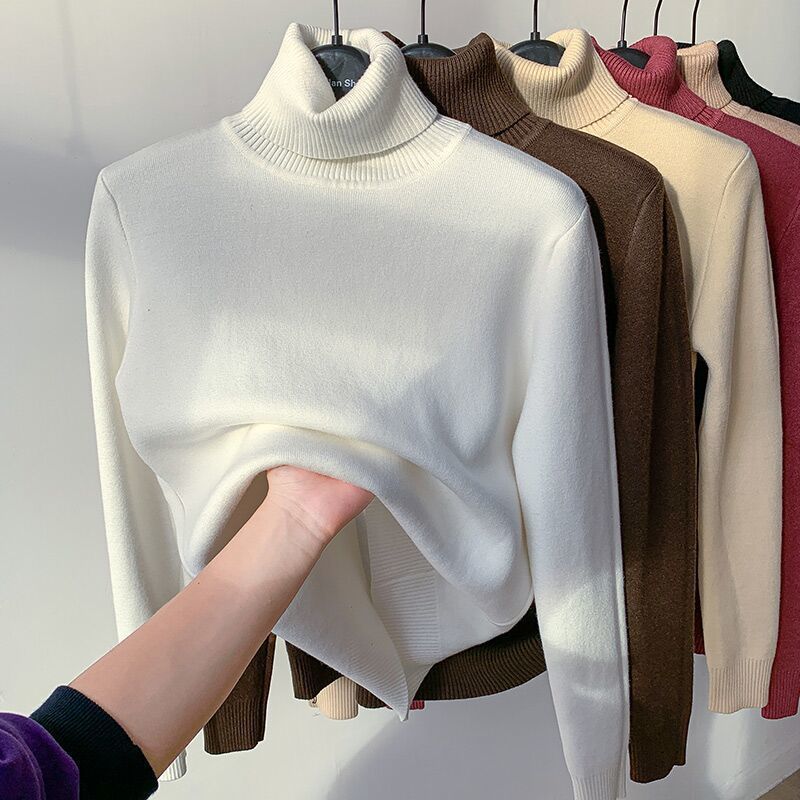 Damen Feinstrick-Rollkragenpullover mit wärmendem Innenfutter und schmaler Silhouette EB