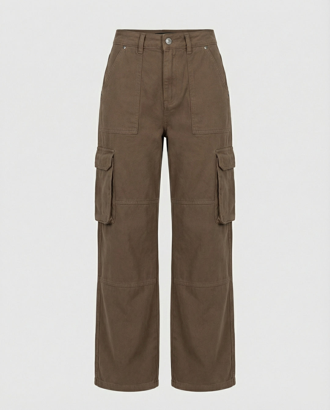 Damen tiefer geschnittene Workwear-Cargohose mit extra weitem Bein, überlappenden Klappfächern und Knieabsteppungen EB