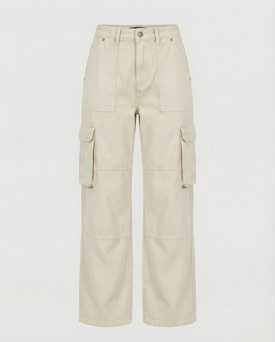 Damen tiefer geschnittene Workwear-Cargohose mit extra weitem Bein, überlappenden Klappfächern und Knieabsteppungen EB