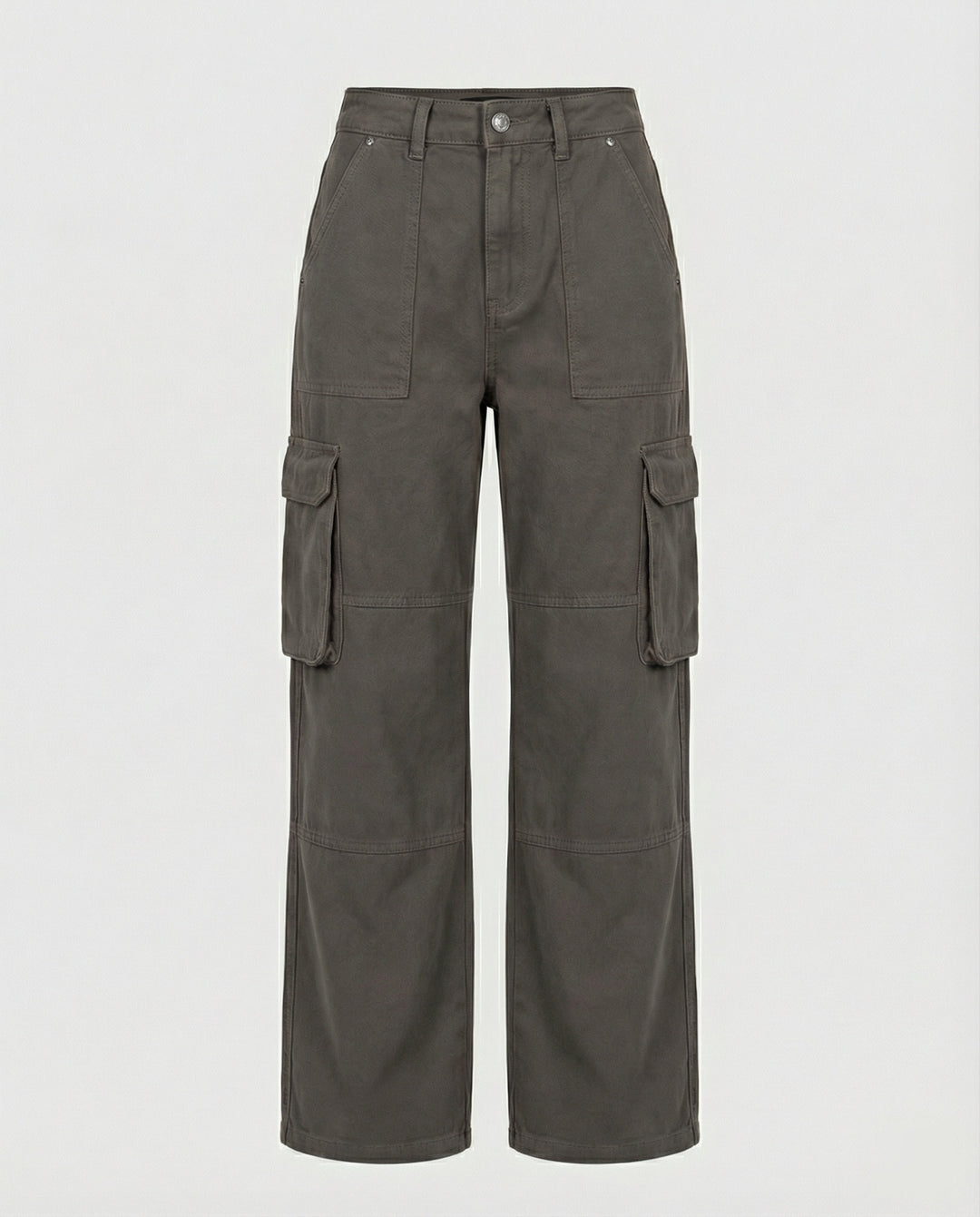 Damen tiefer geschnittene Workwear-Cargohose mit extra weitem Bein, überlappenden Klappfächern und Knieabsteppungen EB