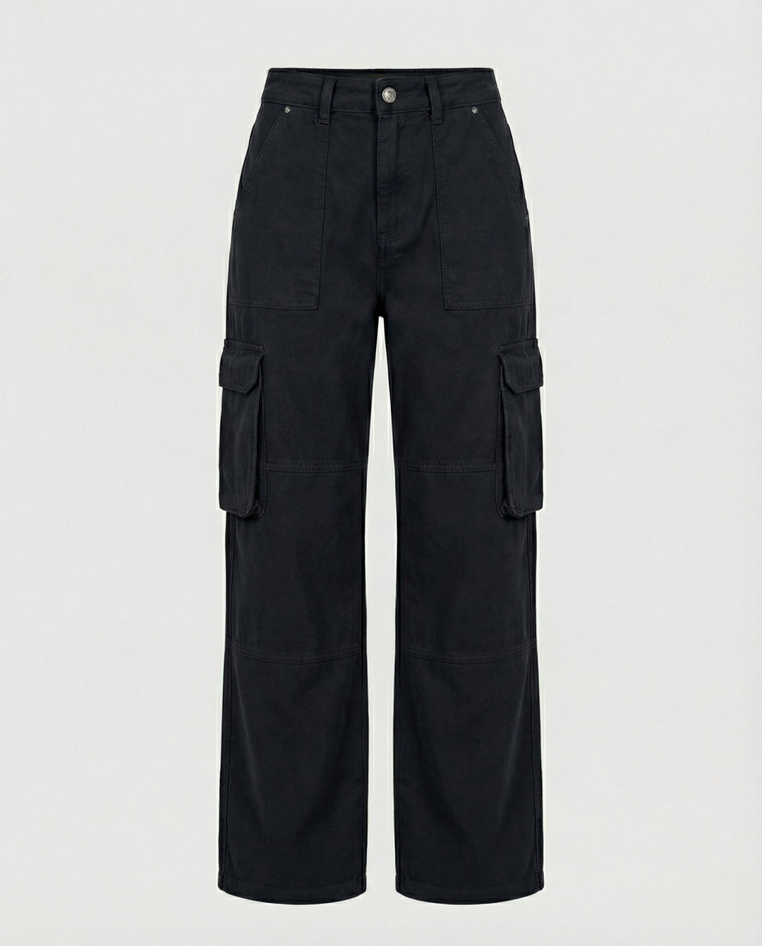 Damen tiefer geschnittene Workwear-Cargohose mit extra weitem Bein, überlappenden Klappfächern und Knieabsteppungen EB