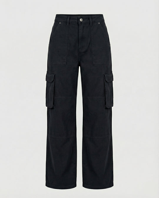 Damen tiefer geschnittene Workwear-Cargohose mit extra weitem Bein, überlappenden Klappfächern und Knieabsteppungen EB