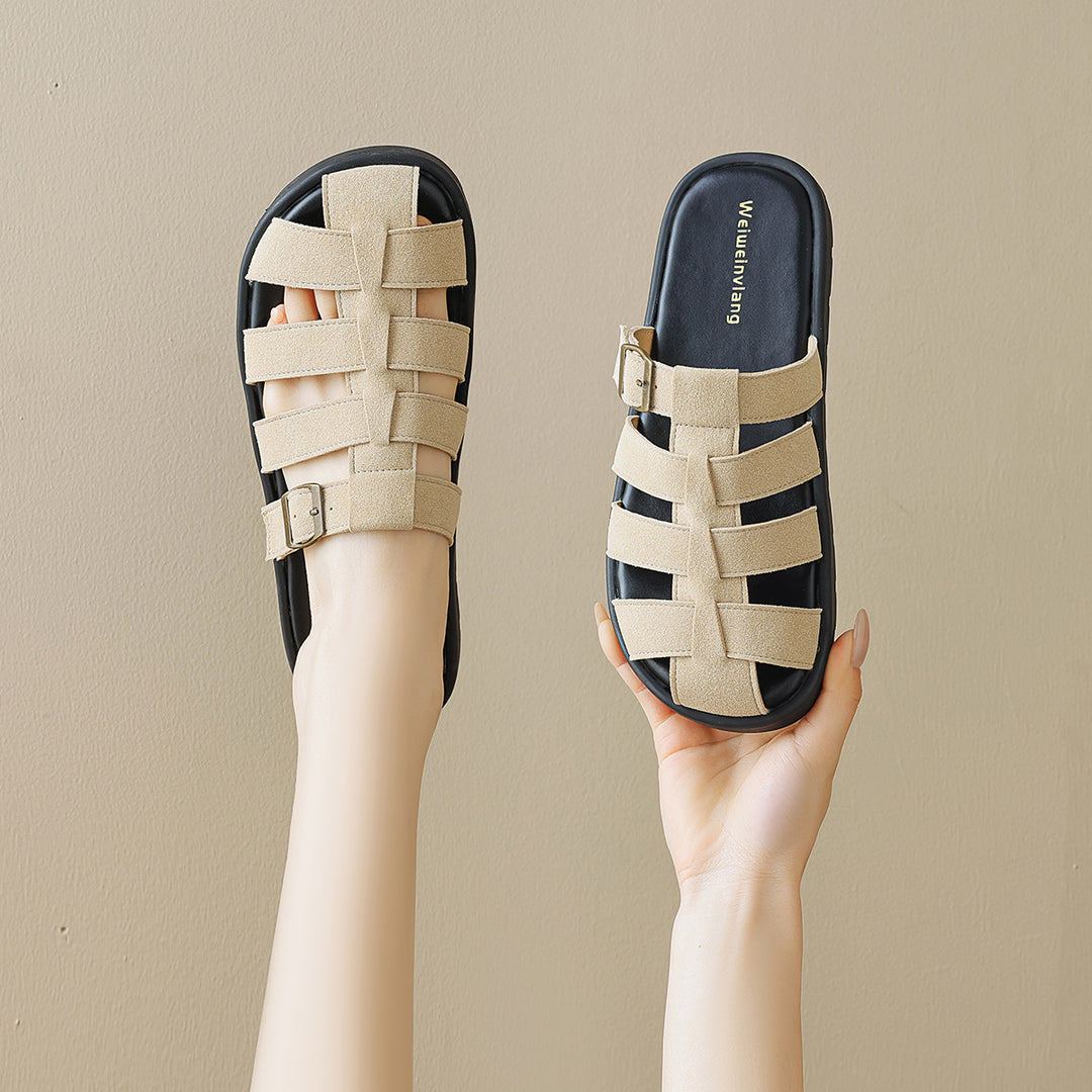 Damen bequeme und stylische Sandalen mit verstellbarem Riemen EB
