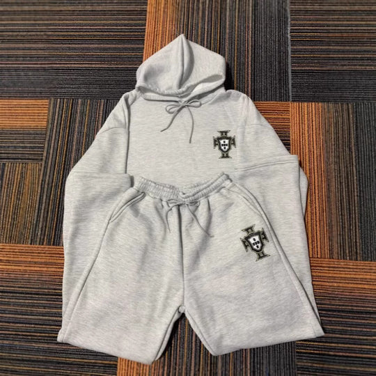 Unisex nan zweiteiliges Lounge-Set aus schwerer Baumwollmischung mit Kapuze und elastischem Bundhose EB