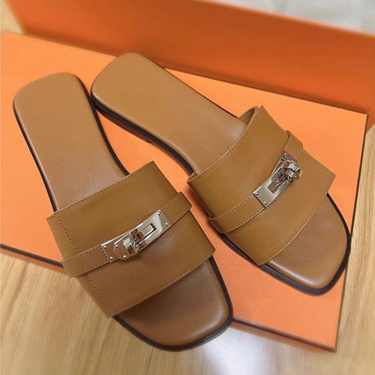 Damen elegante Slides mit luxuriöser Schnallenakzentgestaltung EB