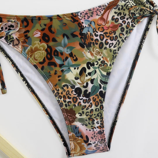 Damen Triangel-Bikini-Set mit floralem Leopardenmuster EB