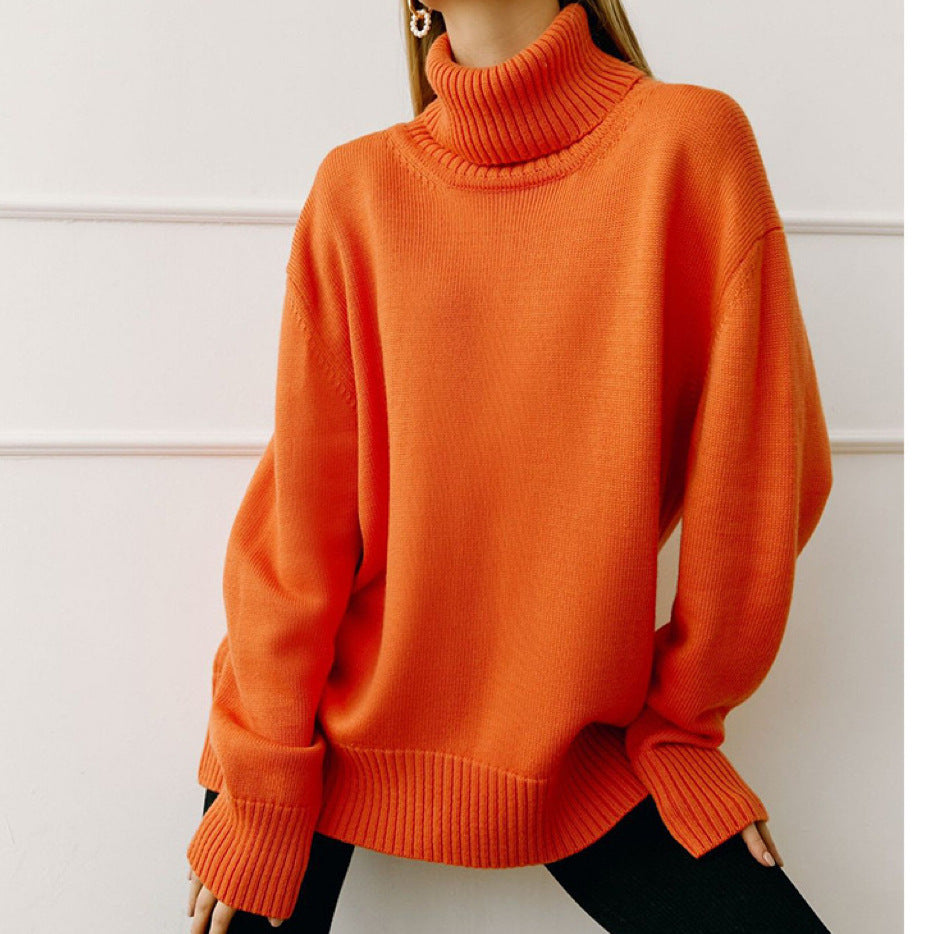 Damen Oversized Rollkragenpullover mit Rippstruktur EB