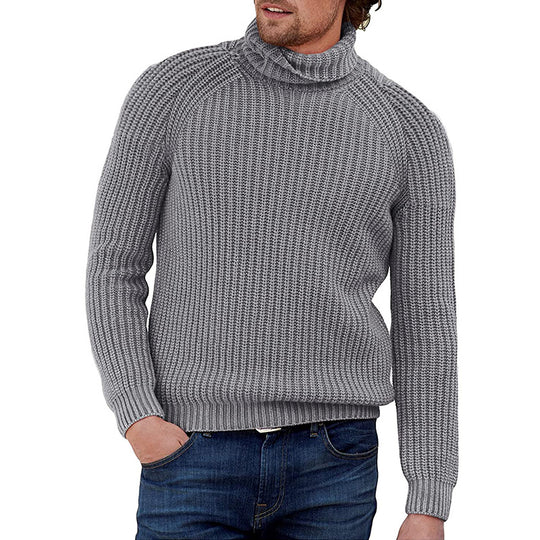 Herren Grobstrick Pullover mit hohem Kragen EB
