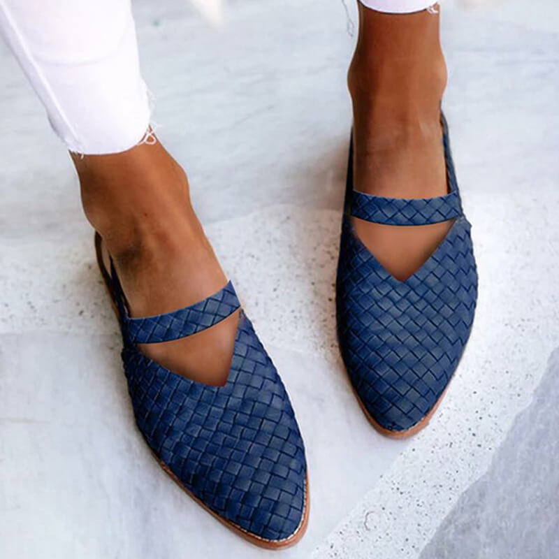 EB | Woven-Style Spitze Slingback Flats für Damen