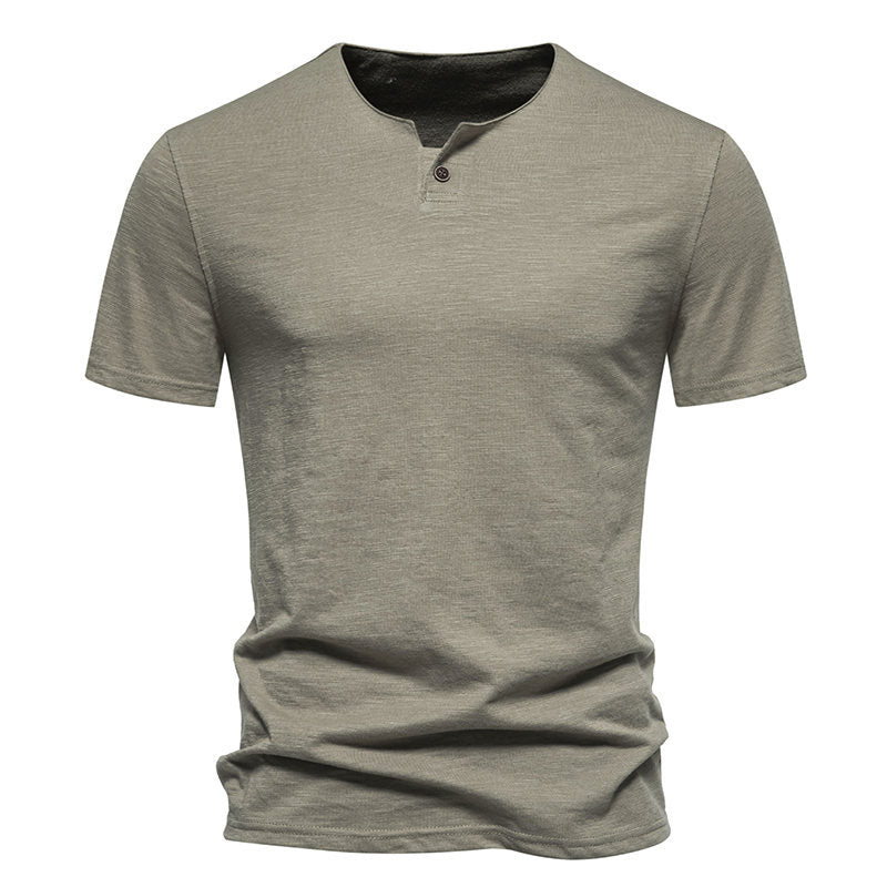 Herren Kurzarm-Henley-Shirt mit elegantem Knopfdesign EB