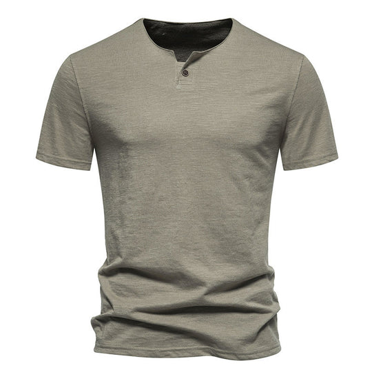 Herren Kurzarm-Henley-Shirt mit elegantem Knopfdesign EB