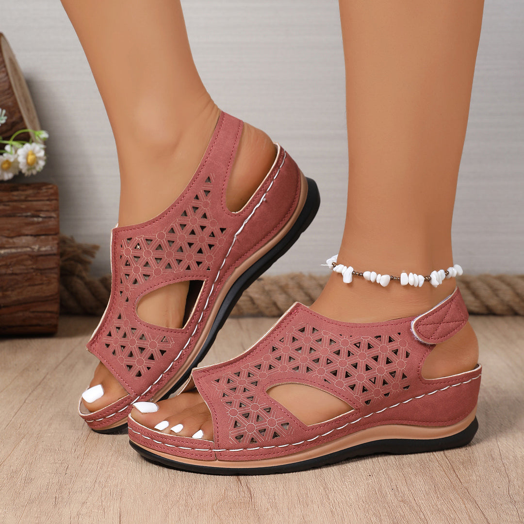 Damen bequeme Schnitt-Sandalen mit atmungsaktiver Obermaterialstruktur und komfortabler Wedge-Sohle EB