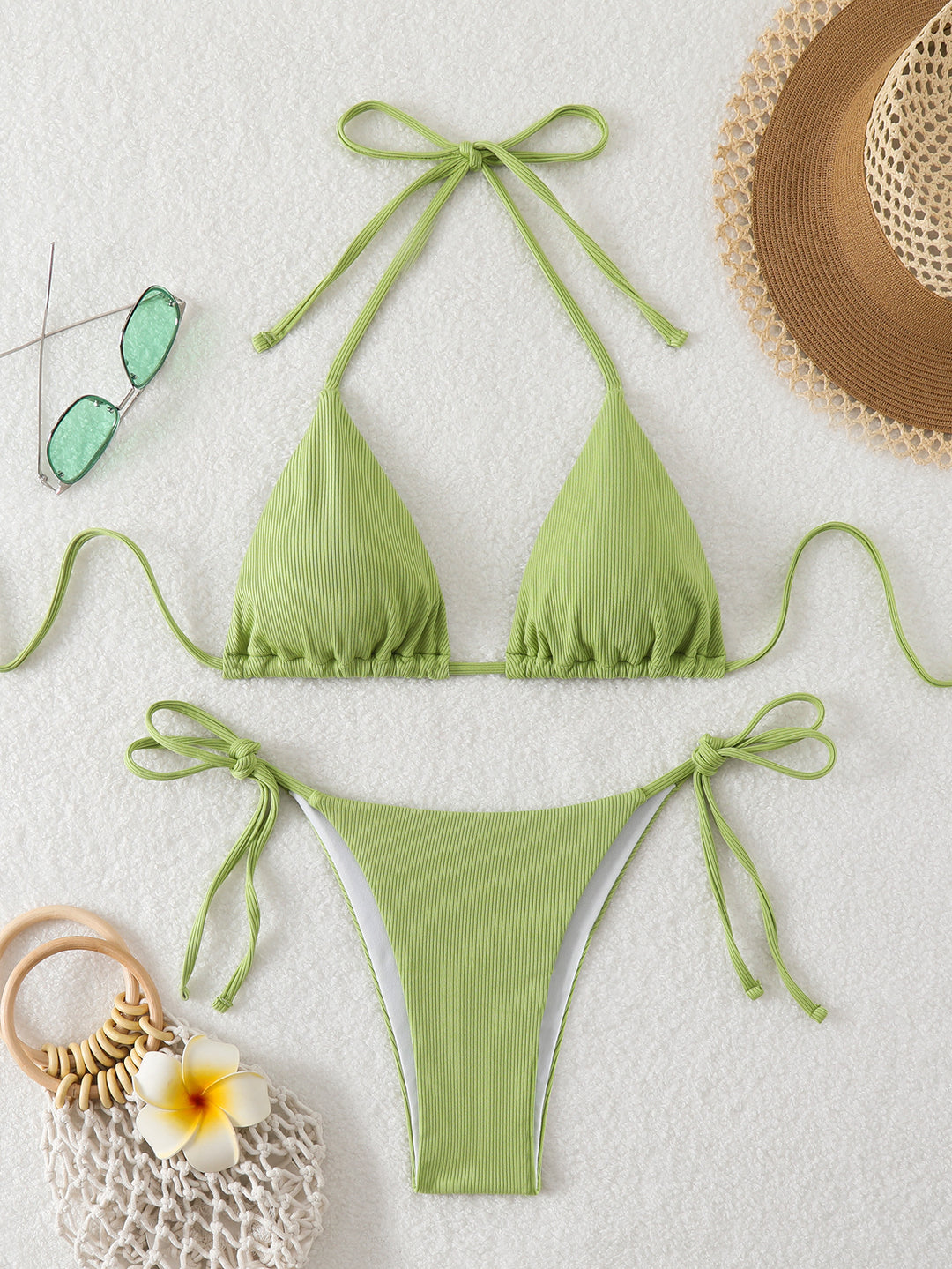 Damen Triangel-Bikini mit verstellbaren Riemen und raffinierten Details EB
