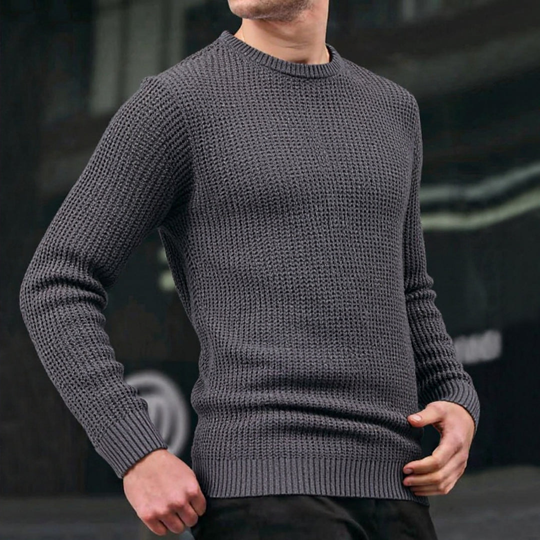 Herren lockerer Strickpullover mit Waffelmuster EB