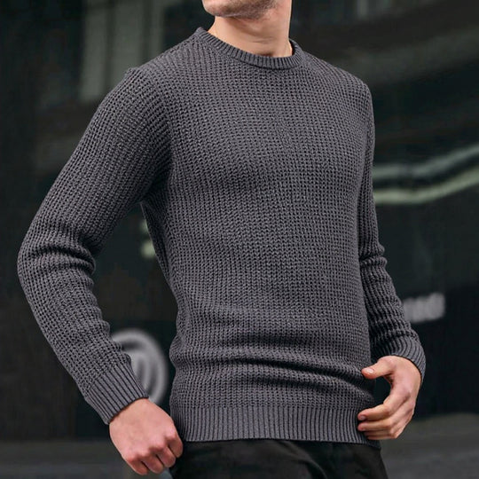 Herren lockerer Strickpullover mit Waffelmuster EB