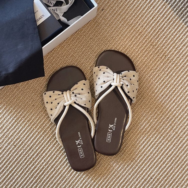 Damen modische Badeslipper mit dekorativer Schleifenapplikation EB