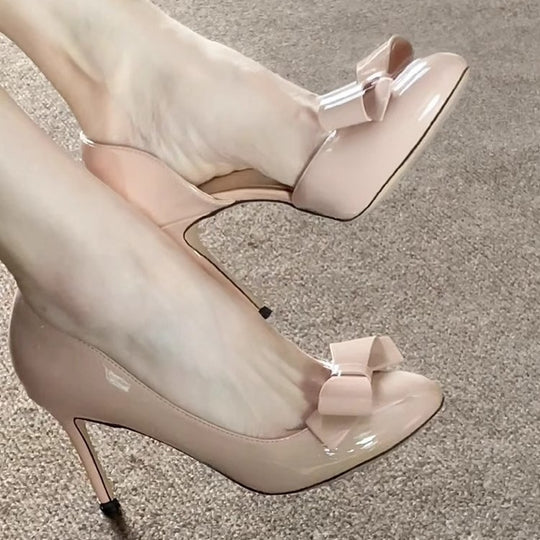 Damen elegante High-Heel Pumps mit dekorativem Schleifendesign EB