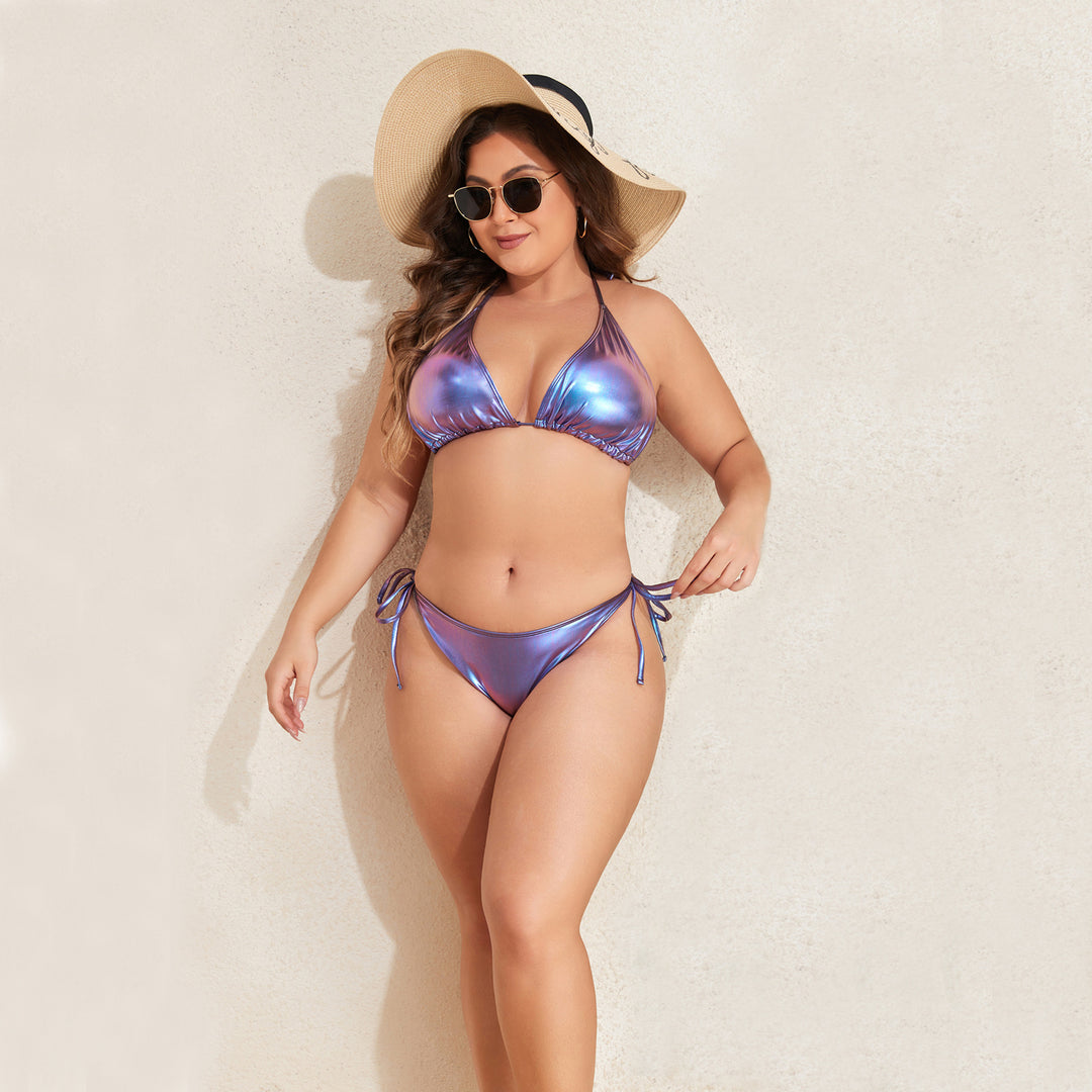 Damen Triangel-Bikini mit schimmerndem Design EB