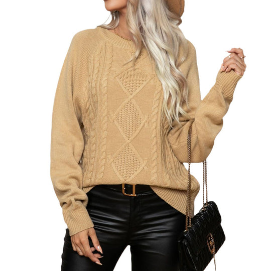 Damen Strickpullover mit strukturiertem Zopfmuster EB