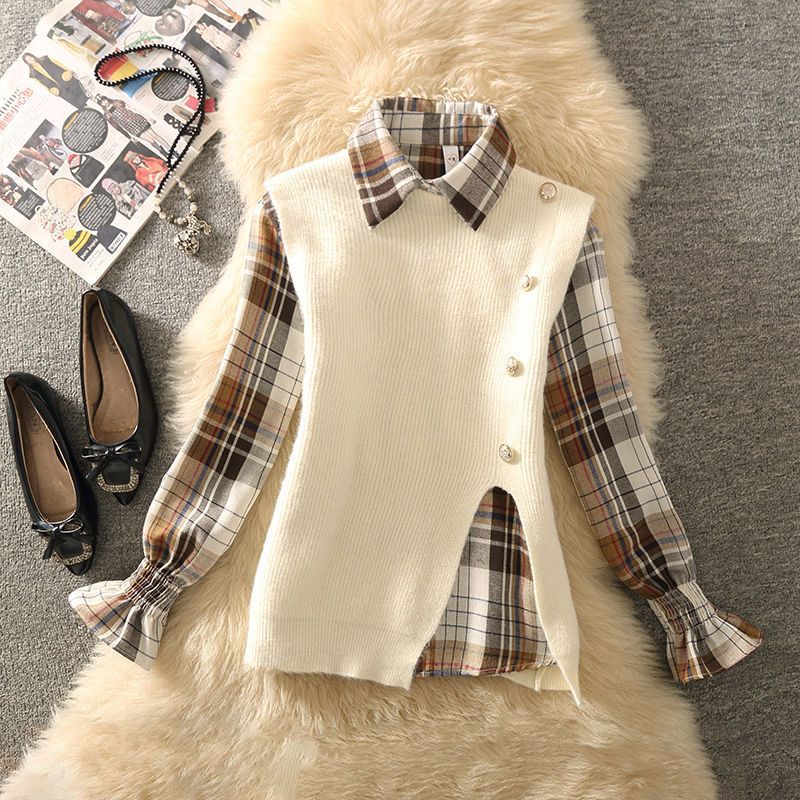 Damen Strickweste mit elegantem V-Ausschnitt und Knopfdetails EB