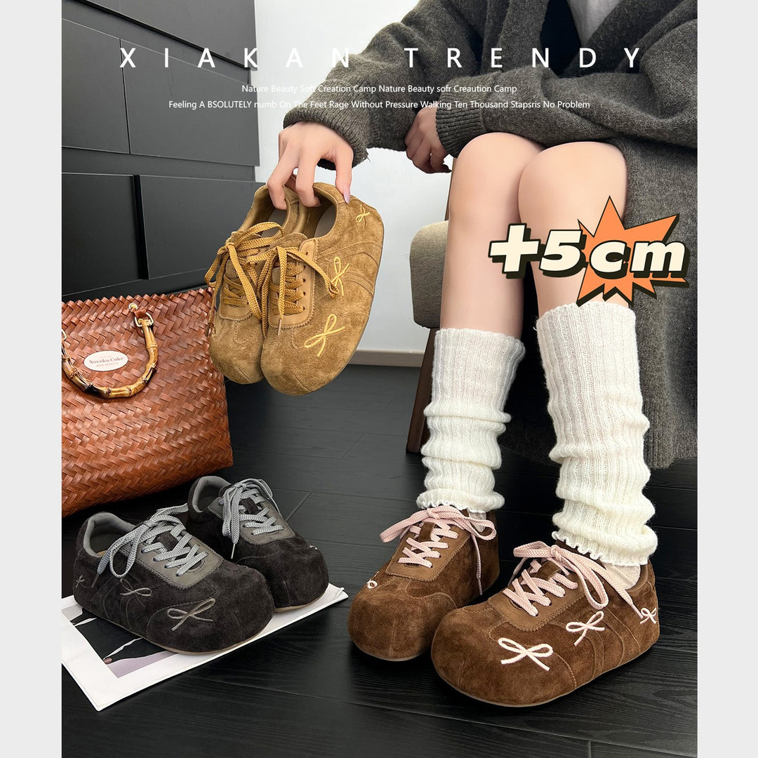 Damen modische Freizeit-Sneaker mit verspieltem Schleifen-Design und weichem Obermaterial EB