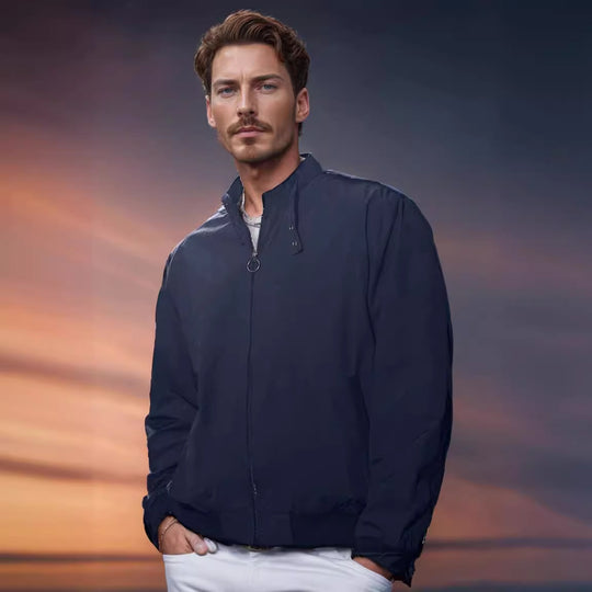 Herren leichte Übergangsjacke mit hohem Kragen und praktischen Eingrifftaschen EB