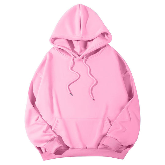 Unisex minimalistischer Kapuzenpullover mit verlängertem Rücken und Kängurutasche EB