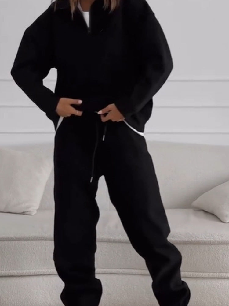 Damen nan lässige Sweatpants mit hohem Komfortbund, innen angerautem Fleece, Kordelzug und tiefen Seitentaschen EB