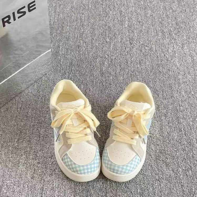 Damen Modische Sneakers mit karierten Akzenten und atmungsaktiver Struktur EB