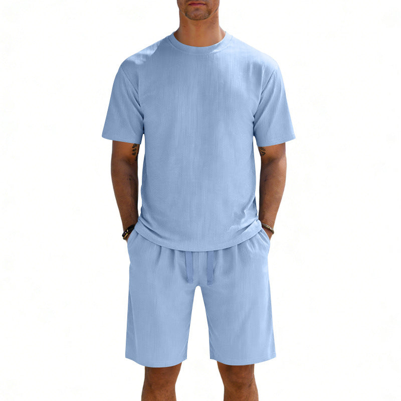 Herren nan Kurzarmshirt- und Bermudakombination aus geripptem Jersey mit elastischem Tunnelzugbund EB