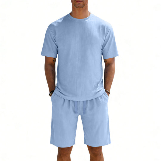 Herren nan Kurzarmshirt- und Bermudakombination aus geripptem Jersey mit elastischem Tunnelzugbund EB