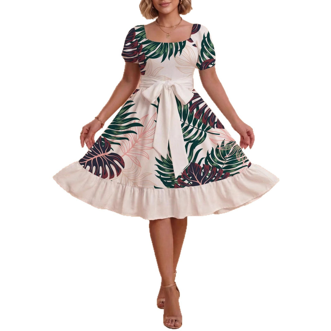 Damen Midikleid mit verspieltem Druck und tailliertem Schnitt EB