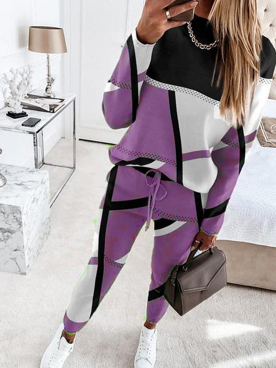 Damen Sportliches Loungewear-Set mit modernem geometrischen Design EB