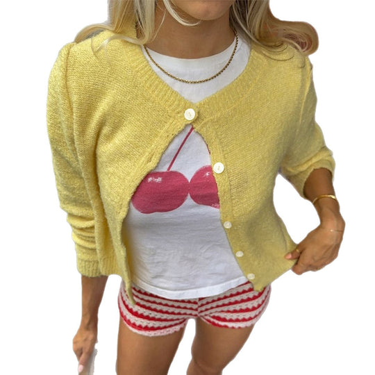 Damen nan kurze Bouclé-Cardigan im Vintage-Stil mit Perlmuttknopfleiste und kastiger Passform EB